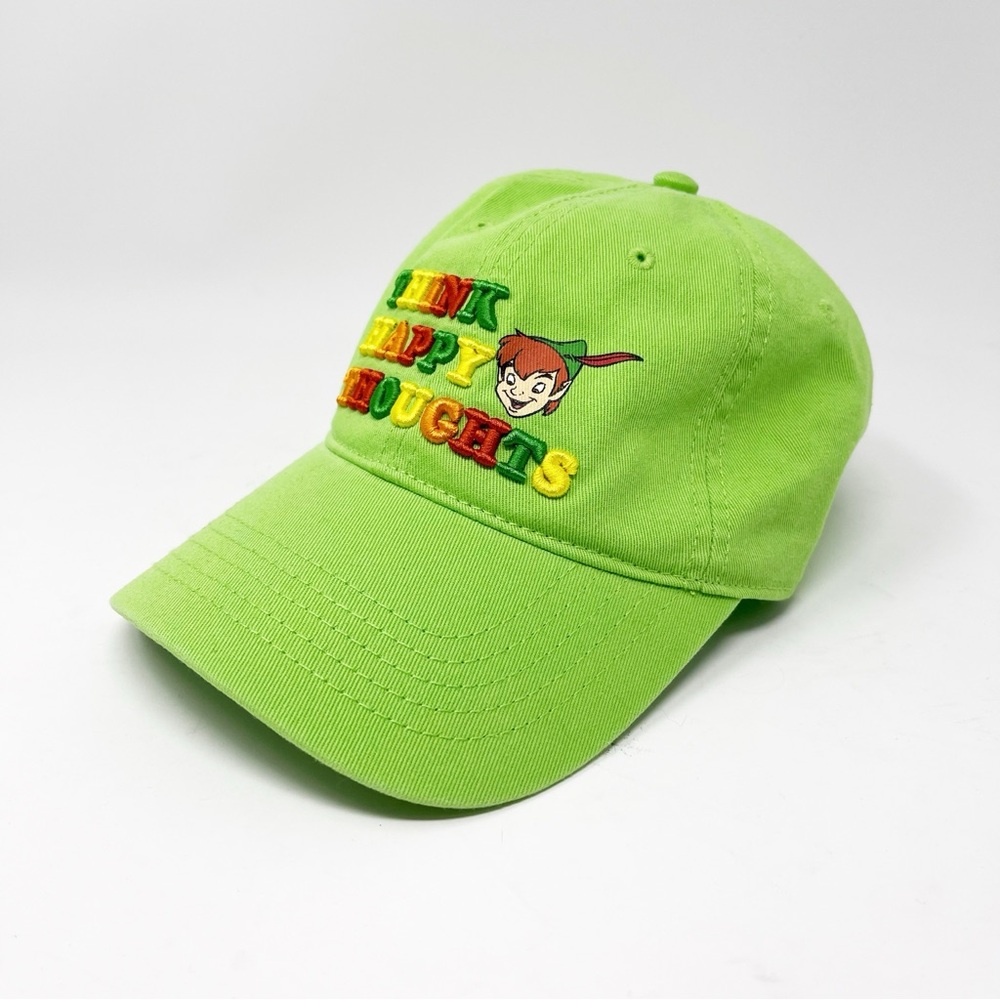 Disney Parks Peter Pan "Think Happy Thoughts" Embroidered Baseball Cap Green OS - Picture 9 of 9